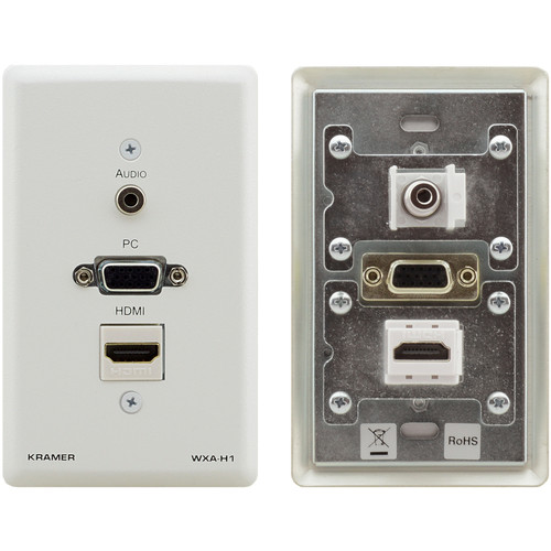 Kramer HDMI, VGA, and 1/8" Audio Wall Plate (White)