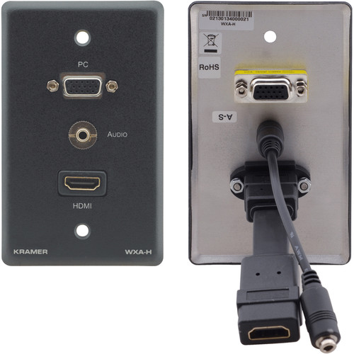 Kramer 15-Pin Sub-D HD VGA, 3.5mm Audio, and HDMI Wall Plate (Gray)
