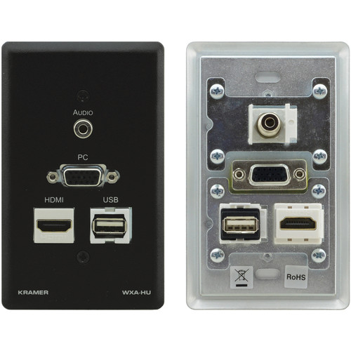 Kramer HDMI, USB, VGA, and 1/8" Audio Wall Plate (Black)