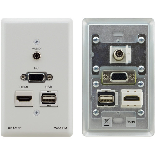 Kramer HDMI, USB, VGA, and 1/8" Audio Wall Plate (White)