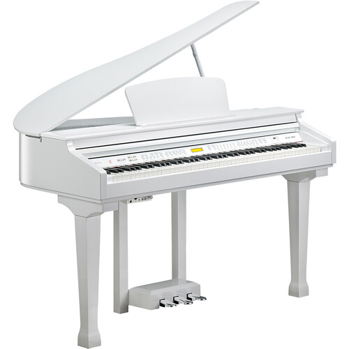 Kurzweil KAG-100 Digital Mini-Size Baby Grand Piano with Matched Bench (White Polish)