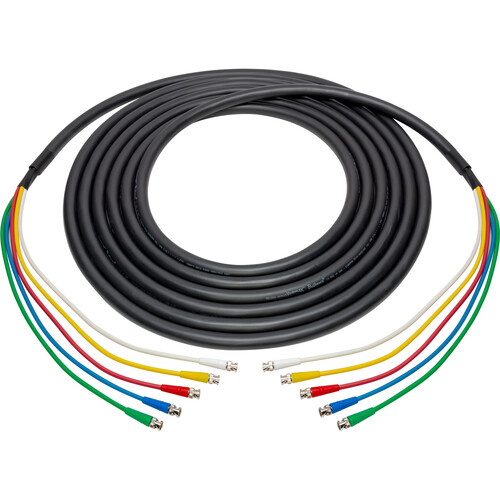 Laird Digital Cinema RG6 12G-SDI/4K UHD 5-Channel BNC Male to BNC Male Snake Cable (Black, 10')
