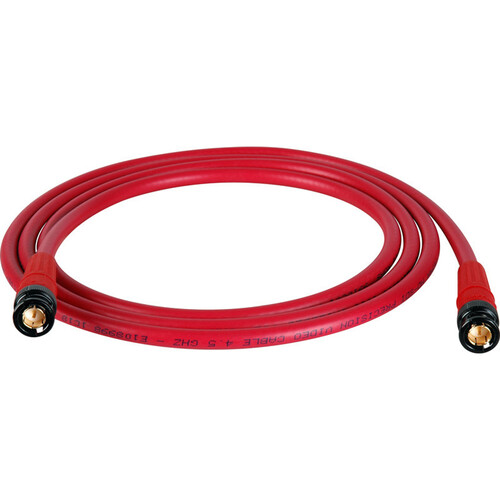 Laird Digital Cinema Belden 1694A RG6 with Trompeter UPL2000 Black/Gold 3G-SDI BNC Cable (100', Red)