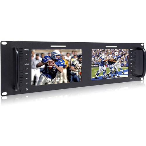Laizeske Dual 7" 3RU IPS 1280x800 Broadcast LCD Rack Mount Monitor with HDMI AV Input/Output