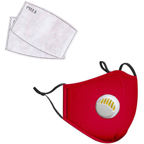 LANDOU Reusable Fabric Face Mask with PM2.5 Filters & External Valve (Child, Red)