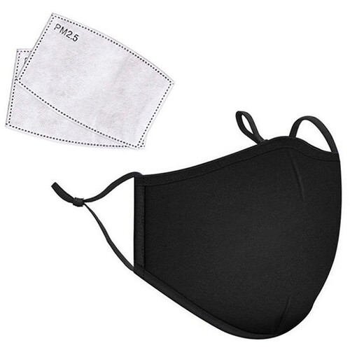 LANDOU Reusable Fabric Face Mask with PM2.5 Filters (Adult, Black)