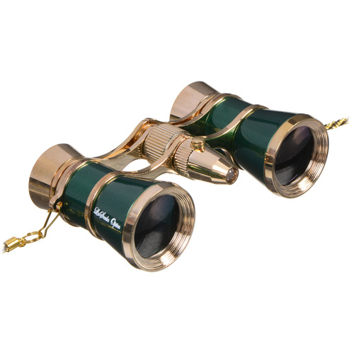 LaScala Optics 3x25 Carmen Opera Glasses with Red LED Flashlight (Green / Gold)