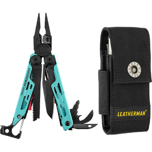 Leatherman Signal Multi-Tool with Black Nylon Sheath (Aqua, Clamshell Packaging)