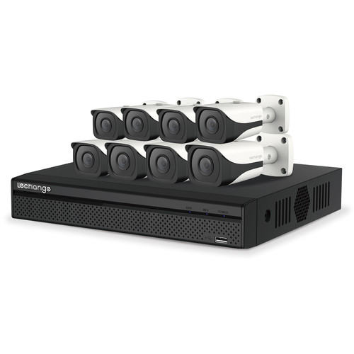 Lechange 8-Channel 4K UHD NVR with 2TB HDD and 8 4K Outdoor Night Vision Bullet Cameras