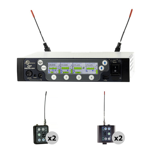 Lectrosonics DSQD 4-Channel Wireless Receiver with Dante & Location Sound Kit with 2 DSSM & 2 DBSMD Bodypacks (470 to 608 MHz)