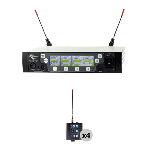 Lectrosonics DSQD 4-Channel Wireless Receiver with Dante & Location Sound Kit with 4 DBSMD Bodypack Transmitter/Recorders (470 to 608 MHz)