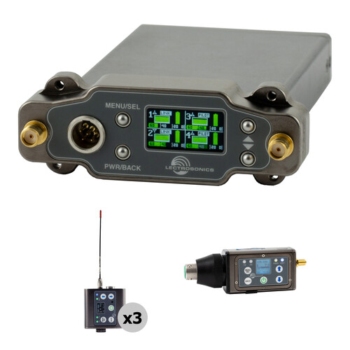 Lectrosonics DSR4 Four-Channel Slot Receiver Location Wireless Kit with 1 DPR-A Plug-On & 3 DBSMD Bodypack Transmitters (A1B1: 470 to 614 MHz)