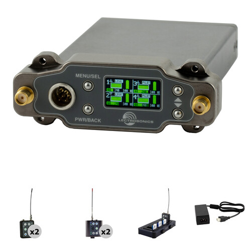 Lectrosonics DSR4 Four-Channel Slot Receiver Location Wireless Kit with 2 DSSM Water-Resistant & 2 DBSMD Bodypacks (A1B1: 470 to 614 MHz)