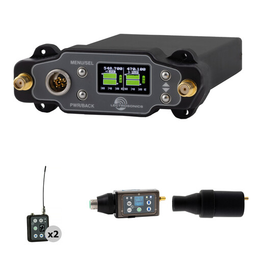 Lectrosonics DSR 2-Channel Slot Receiver All-Weather Kit with 1 DPR-A Plug-On & 2 DSSM Bodypack Transmitters + Silicone Cover & Charger (A1B1: 470 to 614 MHz)