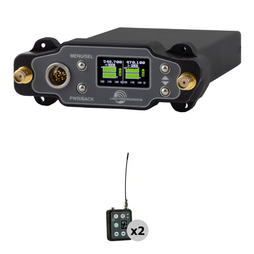 Lectrosonics DSR Two-Channel Slot Receiver All-Weather Kit with 2 DSSM Water-Resistant Transmitters & Chargers (A1B1: 470 to 614 MHz)