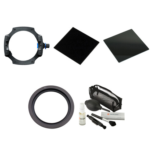 LEE Filters LEE100 Filter Holder Kit with 77mm Wide-Angle Lens Adapter Ring, 100 x 100mm Big Stopper 3.0 Neutral Density Filter, 100 x 100mm Little Stopper 1.8 Neutral Density Filter, and Lens Cleaning Kit
