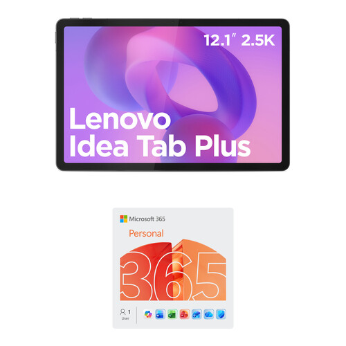 Lenovo 12.1" Idea Tab Plus Multi-Touch 256GB Tablet Kit with Microsoft 365 Personal (1-User License, 12-Month Subscription)