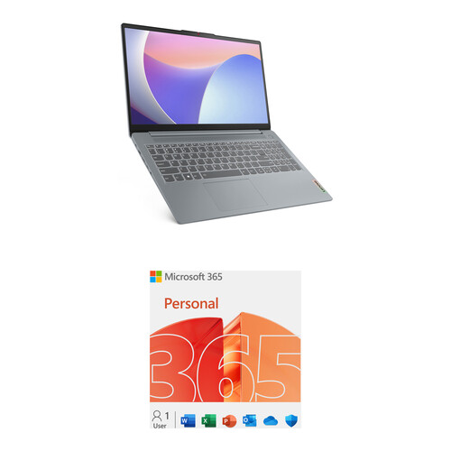 Lenovo 15.6" IdeaPad Slim 3 Notebook Kit with Microsoft 365 Personal 1-Year License (Arctic Gray)