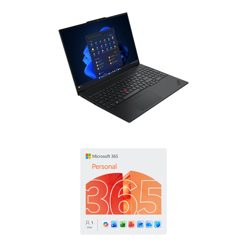 Lenovo 16" ThinkPad E16 Gen 3 Laptop and Microsoft 365 Personal Kit (1-User License / 12-Month Subscription / Download)