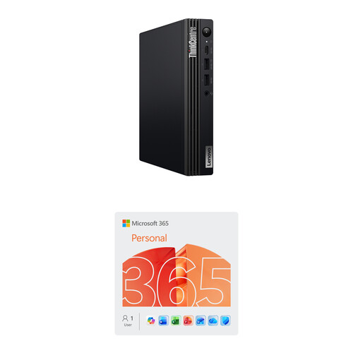 Lenovo ThinkCentre M75q Gen 5 Tiny Desktop Computer and Microsoft 365 Personal Kit (1-User License / 12-Month Subscription / Download)