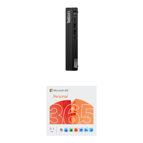Lenovo ThinkCentre M75q Gen 5 Tiny Desktop Computer and Microsoft 365 Personal Kit (1-User License / 12-Month Subscription / Download)