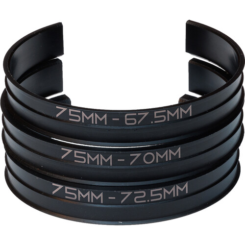 Lens Cuff Insert Adapter Ring Set for 75mm Lens Cuff (72.5, 70, 67.5mm Diameters)
