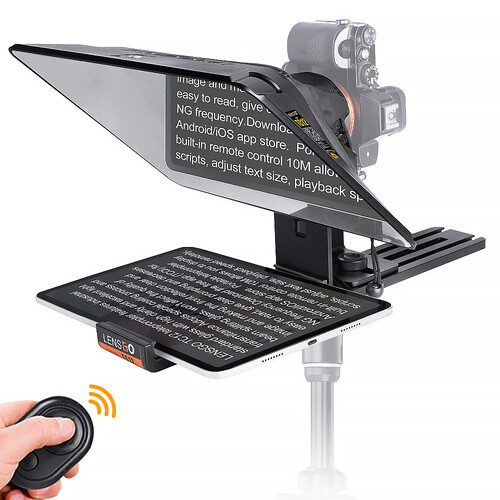 LENSGO TC12P 12.9" Teleprompter with Remote Control for Smartphone/Tablets