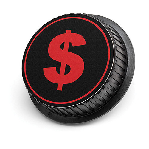 LenzBuddy Dollar Sign Rear Lens Cap for Canon (Black & Red)