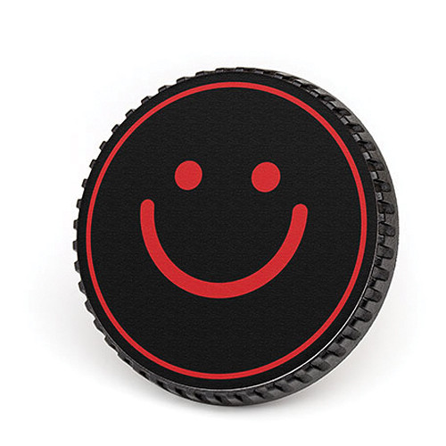 LenzBuddy Body Cap for Nikon F Mount Cameras (Happy Face, Black/Red)