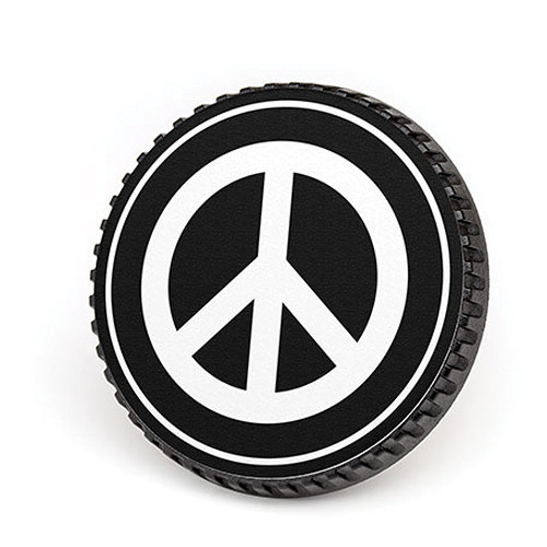 LenzBuddy Body Cap for Nikon F Mount Cameras (Peace Sign, Black/White)
