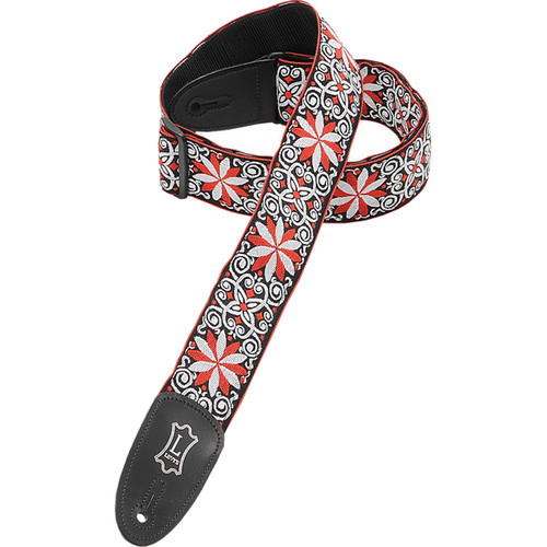 Levy's Jacquard 2" Woven Guitar Strap (63", Red Stars Pattern)