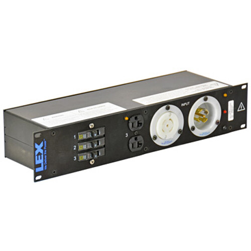 Lex Products 30A Enclosed Rack with L21-30 to Duplex Receptacles (2 RU)
