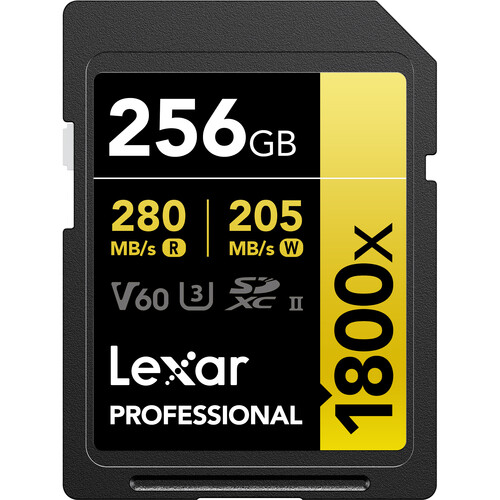 Lexar 256GB Professional 1800x UHS-II SDXC Memory Card (GOLD Series, 3-Pack)