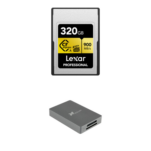 Lexar 320GB Professional CFexpress Type A Card GOLD Series with CFexpress Type A and SD Card Reader