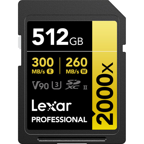 Lexar 512GB Professional 2000x UHS-II SDXC Memory Card (2-Pack)