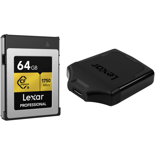 Lexar 64GB Professional CFexpress Type-B Memory Card with USB 3.1 Reader