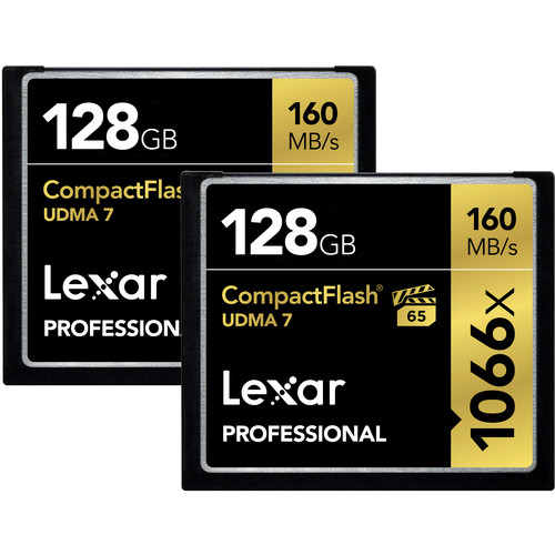 Lexar 128GB Professional 1066x CompactFlash Memory Card (UDMA 7, 2-Pack)