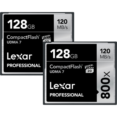 Lexar 128GB CompactFlash Memory Card Professional 800x UDMA 7 (2-Pack)