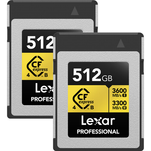Lexar 512GB Professional GOLD CFexpress 4.0 Type B Memory Card (2-Pack)