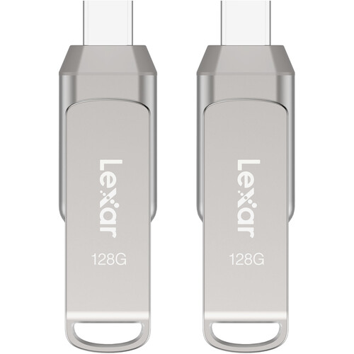 Lexar 128GB JumpDrive Dual Drive D400 USB 3.2 Gen 1 Flash Drive (USB-C / USB-A, 2-Pack)