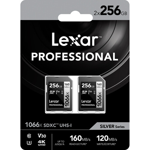 Lexar 256GB Professional 1066x UHS-I SDXC Memory Card (SILVER Series, 2-Pack)