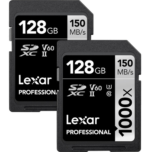 Lexar 128GB Professional 1000x UHS-II SDXC Memory Card (2-Pack)
