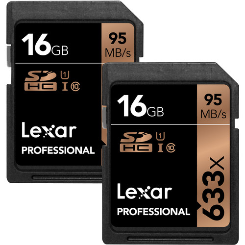 Lexar 16GB Professional UHS-I SDHC Memory Card (U1, 2-Pack)