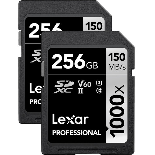Lexar 256GB Professional 1000x UHS-II SDXC Memory Card (2-Pack)