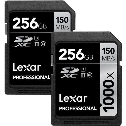 Lexar 256GB Professional 1000x UHS-II SDXC Memory Card (2-Pack)