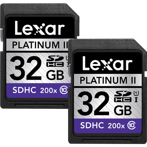 Lexar 32GB SDHC Platinum II 200x Class 10 UHS-I Memory Card (2-Pack)