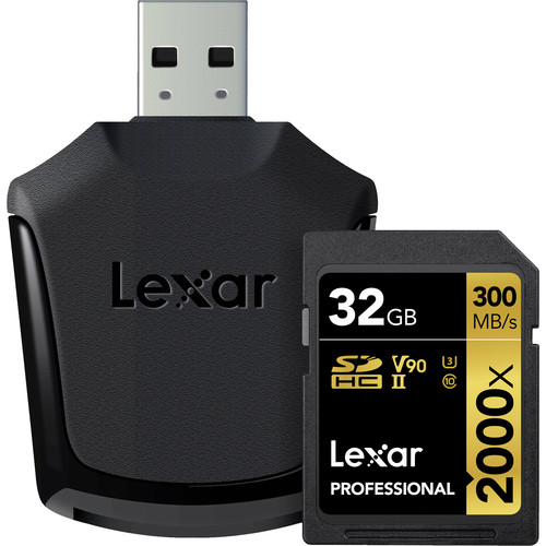 Lexar 32GB Professional 2000x UHS-II SDXC Memory Card with SD Card Reader
