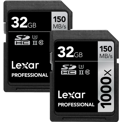 Lexar 32GB Professional 1000x UHS-II SDHC Memory Card (2-Pack)