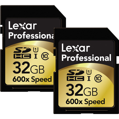 Lexar 32GB SDHC Memory Card Professional Class 10 600x UHS-I (2-Pack)