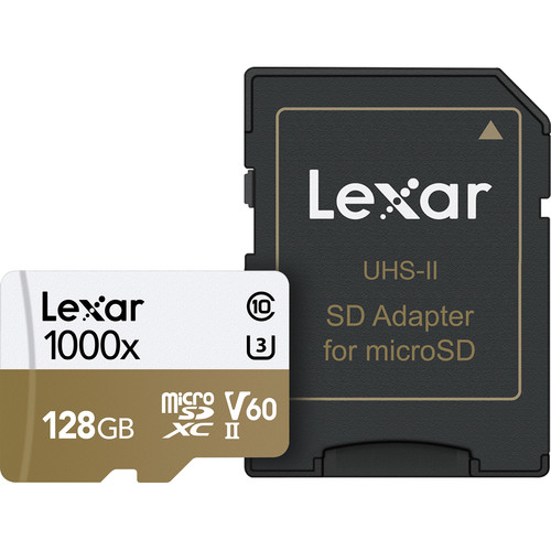 Lexar 128GB Professional 1000x UHS-II microSDXC Memory Card with SD Adapter